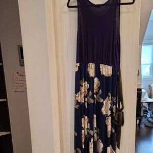 Blue Floral Dress with belt tie